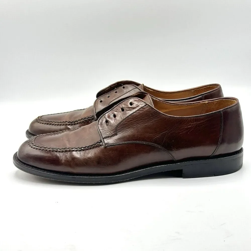 Mezlan Men's Derby Size 8.5 M Brown Leather Moc Toe Dress Shoes Reus No Laces